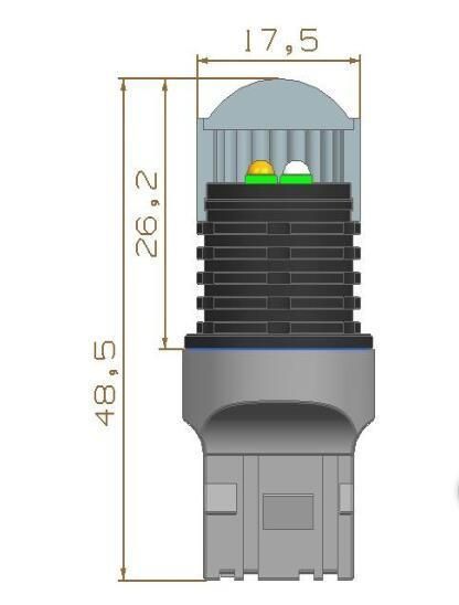 Aluminum 1156 3157 7443 Dual-Colour XPE3535 LED Bulb (with turning function)