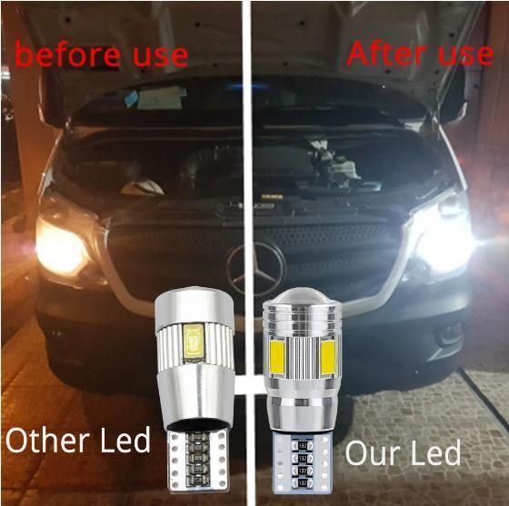 T10 Interior Xenon White Blue Yellow LED Canbus 6SMD 5630 Lens Projector Solid Aluminum Bulbs Side Marker Parking Light