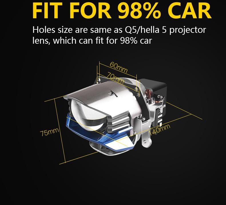 Sanvi Lk9 Car Auto 12V 112.5W 6000K Car Laser Projector LED Glass Lens H4 H7 H11 Headlight Fast Cooling Super Bright Headlamp Factory Supplier