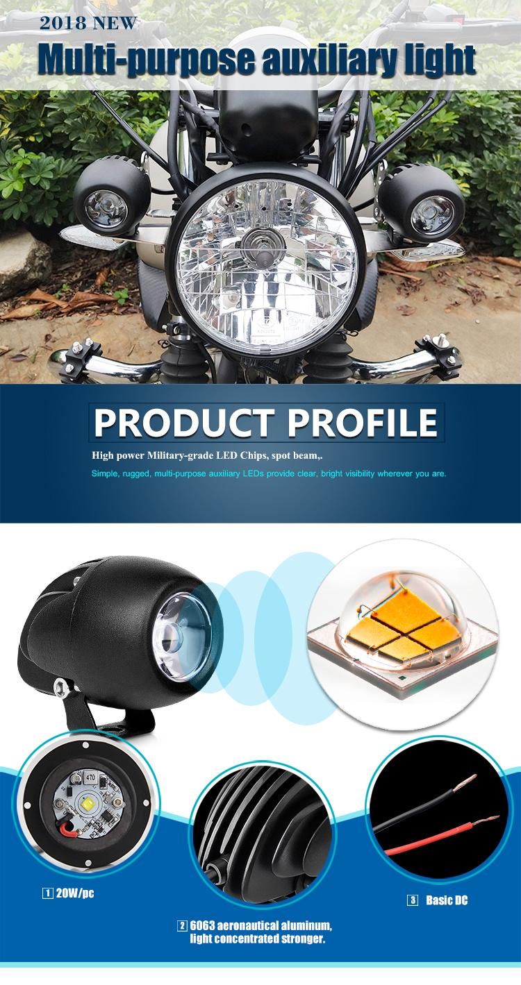 Motor Headlights 20W Spot Beam Mini LED Work Light