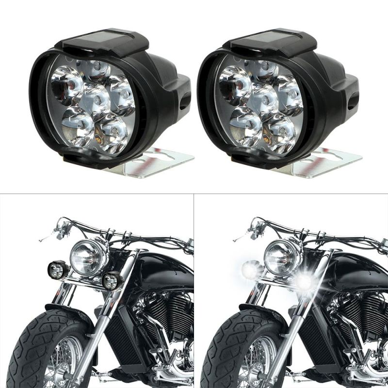 2PCS Motorcycles Headlight 6500K White Super Bright 6 LED Working Spot Light Motorbike Fog Lamp 1200lm LED Headlight