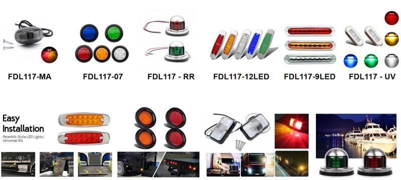 Red Amber Oval LED Truck Trailer Side Marker Stop Rear Light