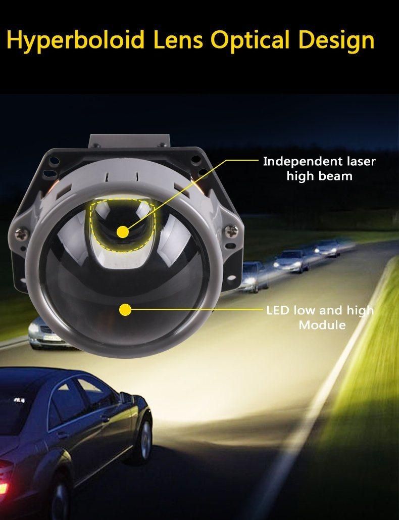 Sanvi 12V 6000K 60W Car LED Headlight Projector Glass Lens Car Automotive LED Replacement Lk7 Bi LED Laser Lens New Design Universal Factory Supplier