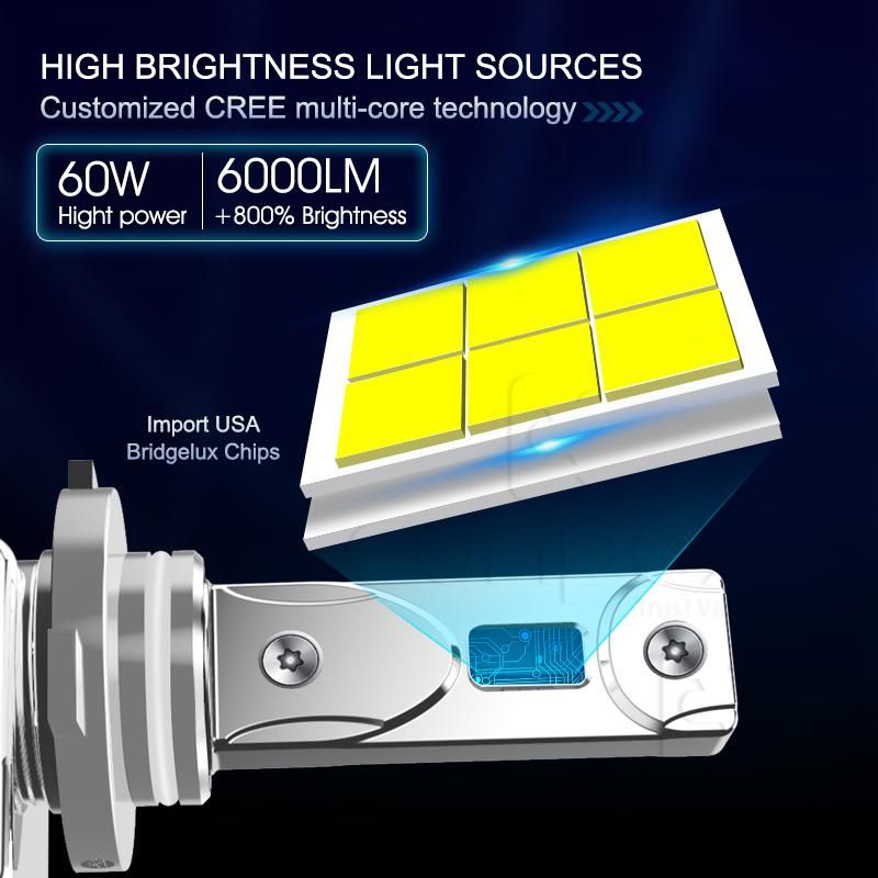 New Arrival V61 Rts Super Bright LED Headlight Kits 6000K Auto LED Lighting System H11 LED