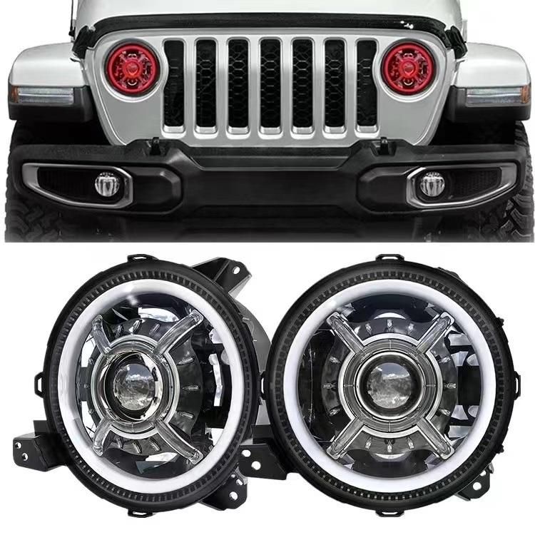 DOT E-MARK LED Halo Lights for 9inch Jeep Jl Headlight 2018 2019 High Low Beam and DRL Halo for Jeep Wrangler RGB 9inch Jl Headlight