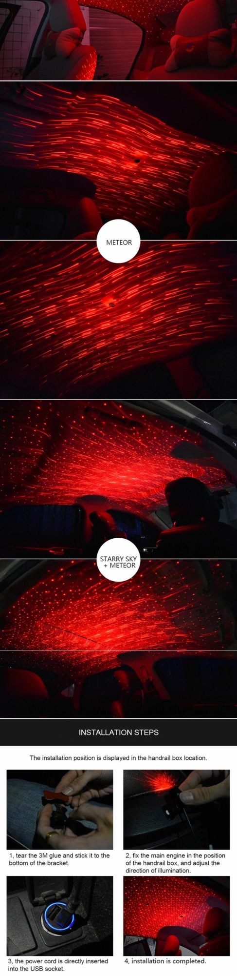 RGB Interior Decorative Star LED Lights Atmosphere Car Lights