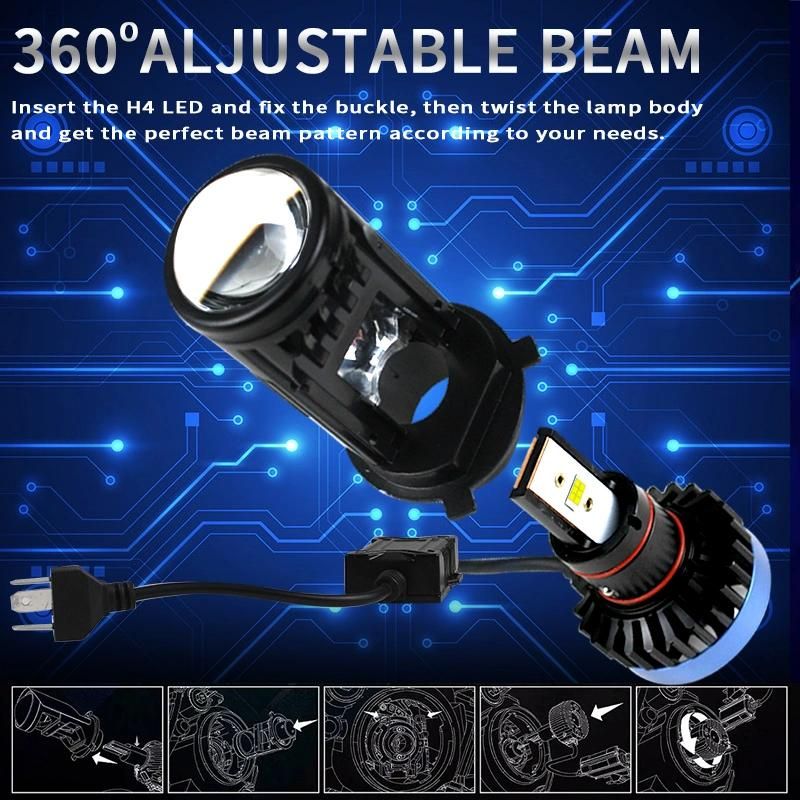 12000lm P6 H4 Bi-LED Projector Lens for Motorcycle Headlights