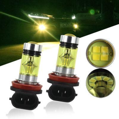 2PCS H8 H11 9005 Hb3 9006 Hb4 Car Fog LED Light Canbus DRL Car Driving Running Fog Lamp 20LED 2835 100W 12V White Green Yellow