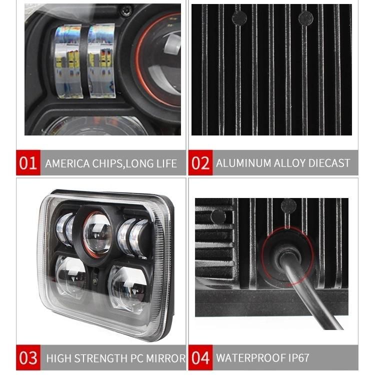 Hot Selling 54W LED Angel Light Head Light 7 Inch 5X7 Car LED Headlight 7" Square High Beam Low Beam