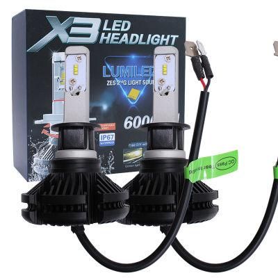 X3 H1the Best LED Headlight Bulbs 6000lumen LED Light Bulbs for Vehicles