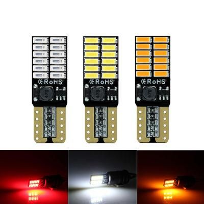 T10 LED Bulb Canbus 5W5 Car W5w LED Signal Light 12V 6000K Auto Wedge Side Interior Dome Reading Lamps 4014 24SMD White Red