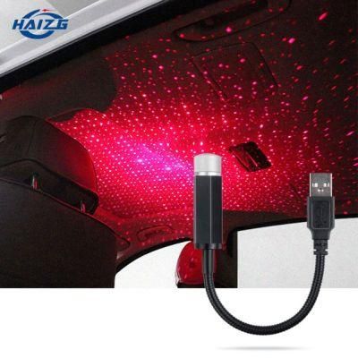 Haizg Car USB LED Starry Sky Projector Lamp Accessories Interior Decorative Car Roof Top Ceiling Star Light