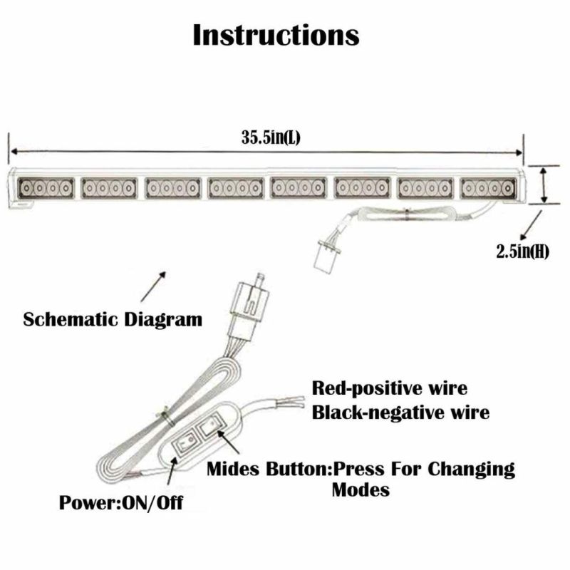 High Power 72W Car COB Warning Light Car Styling External Emergency Strobe Lights Flash Bar