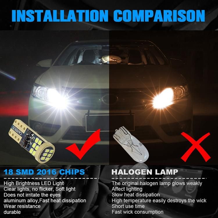 So. K Hot Selling Auto LED Bulb T10 LED W5w 194 2016 18SMD LED T10 Canbus Interior Light for Car License Plate Light