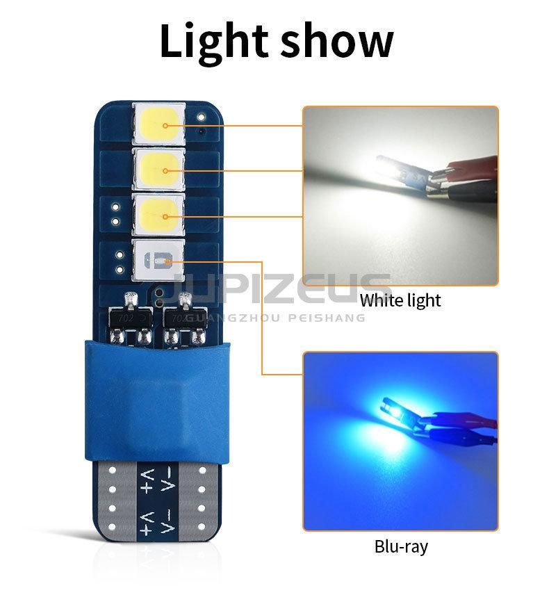 New T10 W5w 2835 8 SMD for Auto Wedge Light Width Lamp Door Parking Bulb License Plate White Blue DC 12V