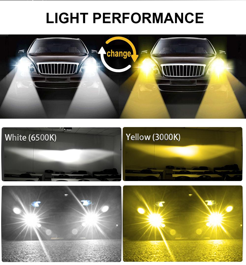 Super Bright F2 Csp Zes LED Headlight Bulb H1 H7 H11 H4 Dual Color 3 Color 4 Color High Quality Focus White Yellow Fog Light Bulb