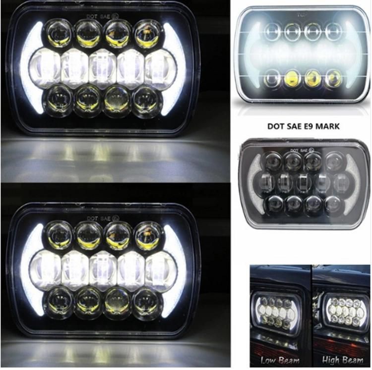 105W 7X6 5X7 Inch LED Headlamp Assembly Replacement with White DRL High Low Beam Sealed Beam LED Headlight