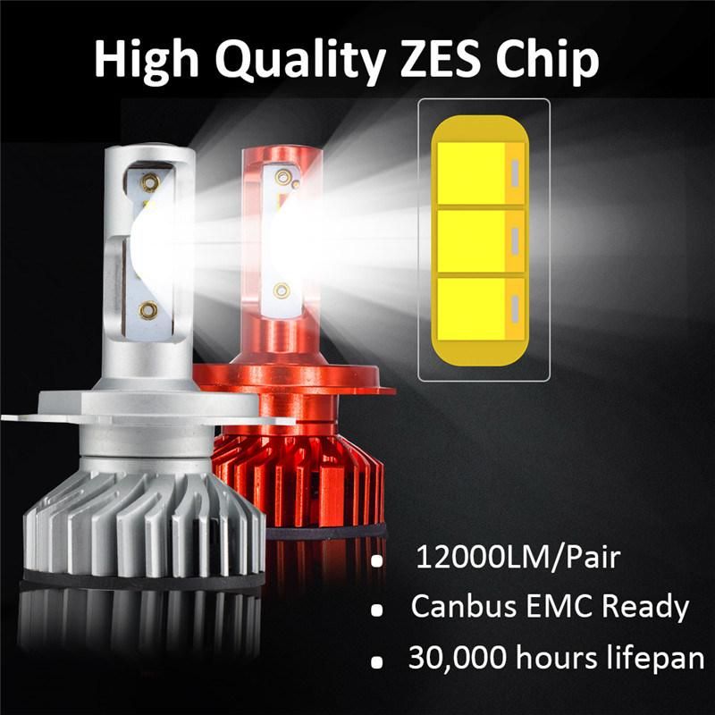 Canbus H4 H7 H1 H11 LED 4300K 5000K 6500K 8000K Car Headlight H3 H8 H9 H11 880 881 LED Bulb Auto Fog Lamp 12000lm Zes