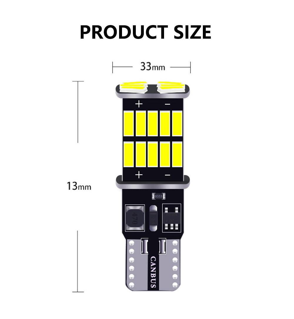 T10 Car Interior LED Light Bulb W5w 194 501 26SMD 4014 Chip Auto Side Wedge Lamp Instrument Lights Canbus