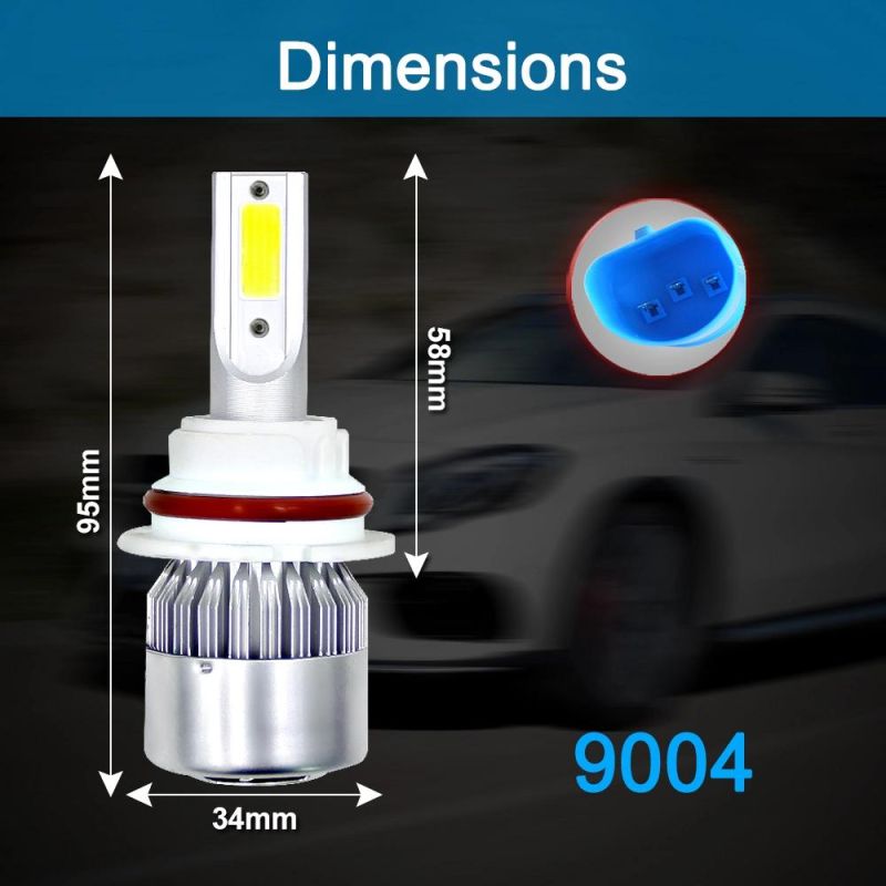 Wholesale Cheap 9004 Hb1 C6 LED Headlight Lamp Two Sides 72W 8000lm