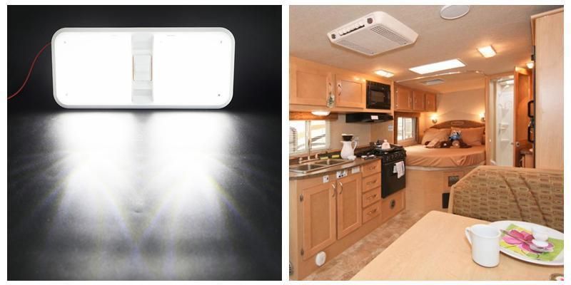 Surface Mount LED Double Bulbs RV Overhead Light with Switch