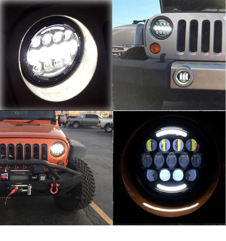 Super Bright White/ Amber Turn Signal DRL 7" Headlamp for Jeep Wrangler Jk Tj Cj Motorcycle105W 7 Inch Round LED Headlight