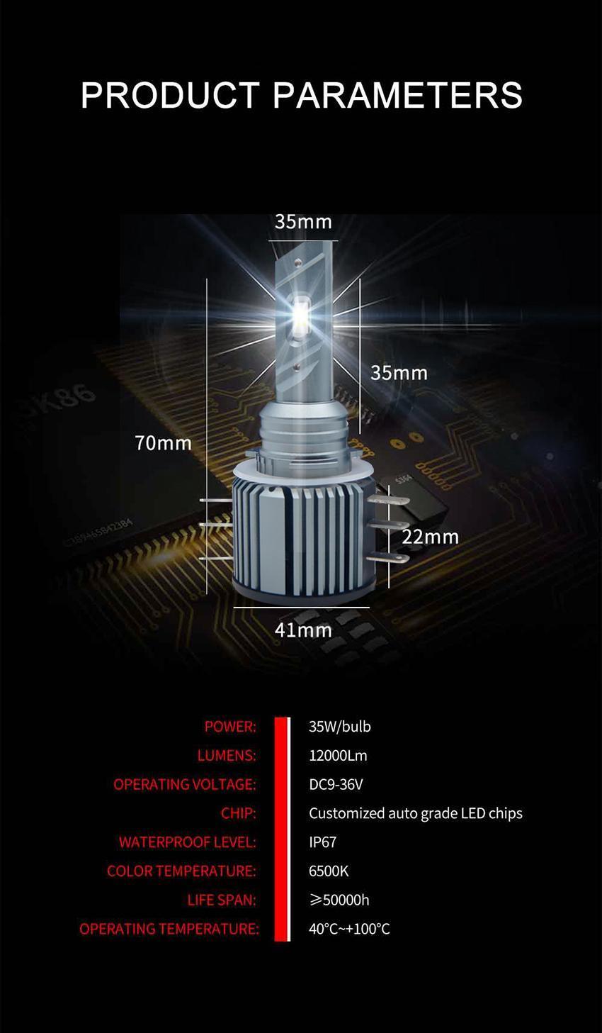 H15 LED Headlight Bulb 60W Car Headlights Canbus Error Free Car LED Headlights