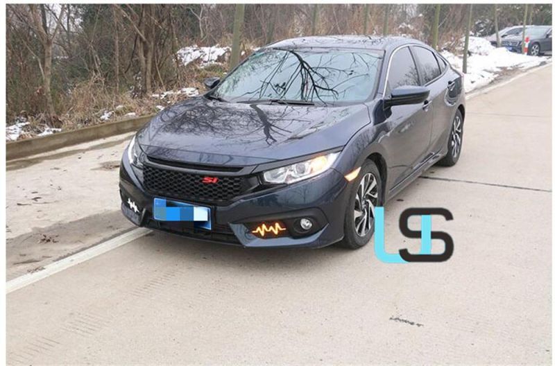 Fit for Honda Civic 2019 -2021 10th Gen Waterproof Brake Reverse Front Bumper Fog Lamp Turn Signal LED DRL Driving Daytime Running Lights Assembly