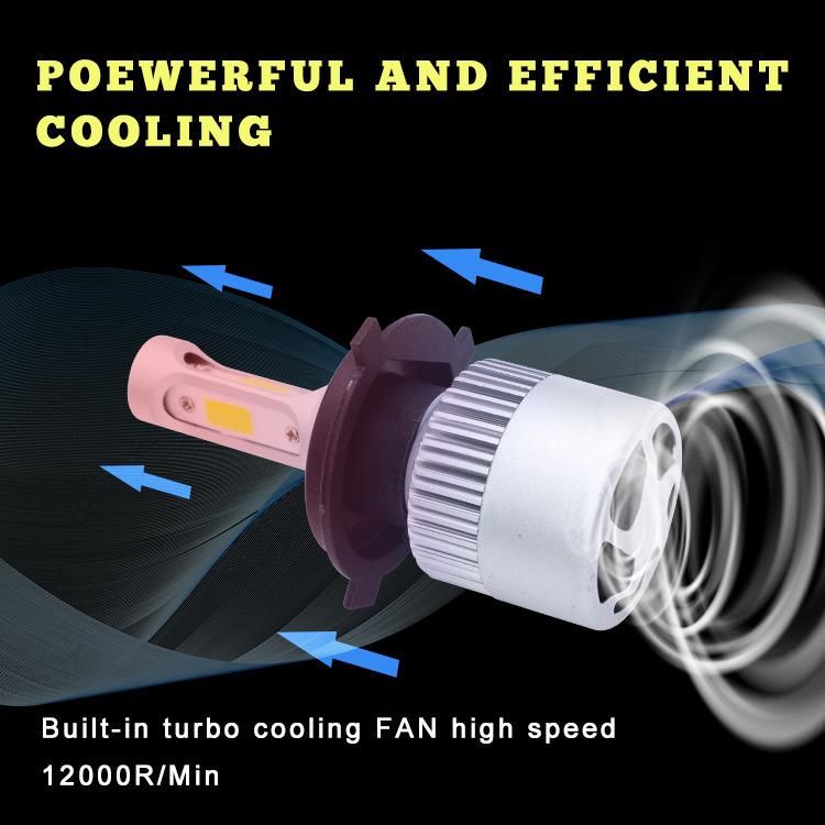 Auto Lighting Wholesale Three Side Head Lamp COB 72W 8000 Lumens 6500K H4 Conversion Kit S2 Car LED Headlight Bulb