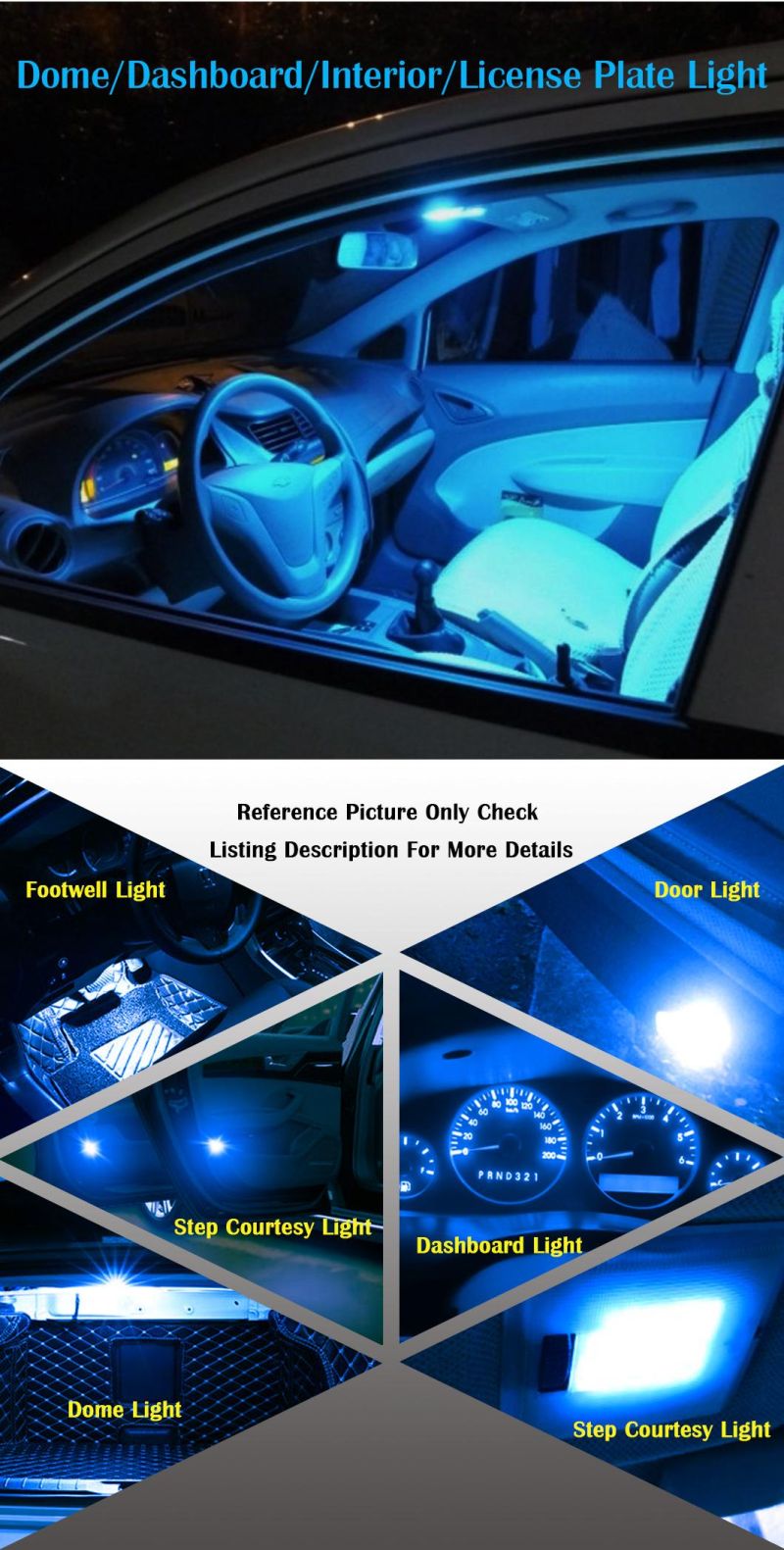 T10 Blue LED Car Dashboard Light Auto Instrument Light