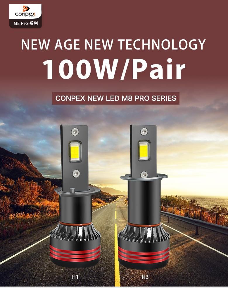 Conpex M8 PRO 50W 5000lm H1 Car LED Headlight Bulbs for Customized Automotive