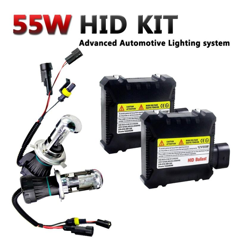 55W 12V Xenon HID H4 Bulb Kit H4 Xenon Headlight Bulb HID Conversion Kits Slim Ballast +Xenons Light