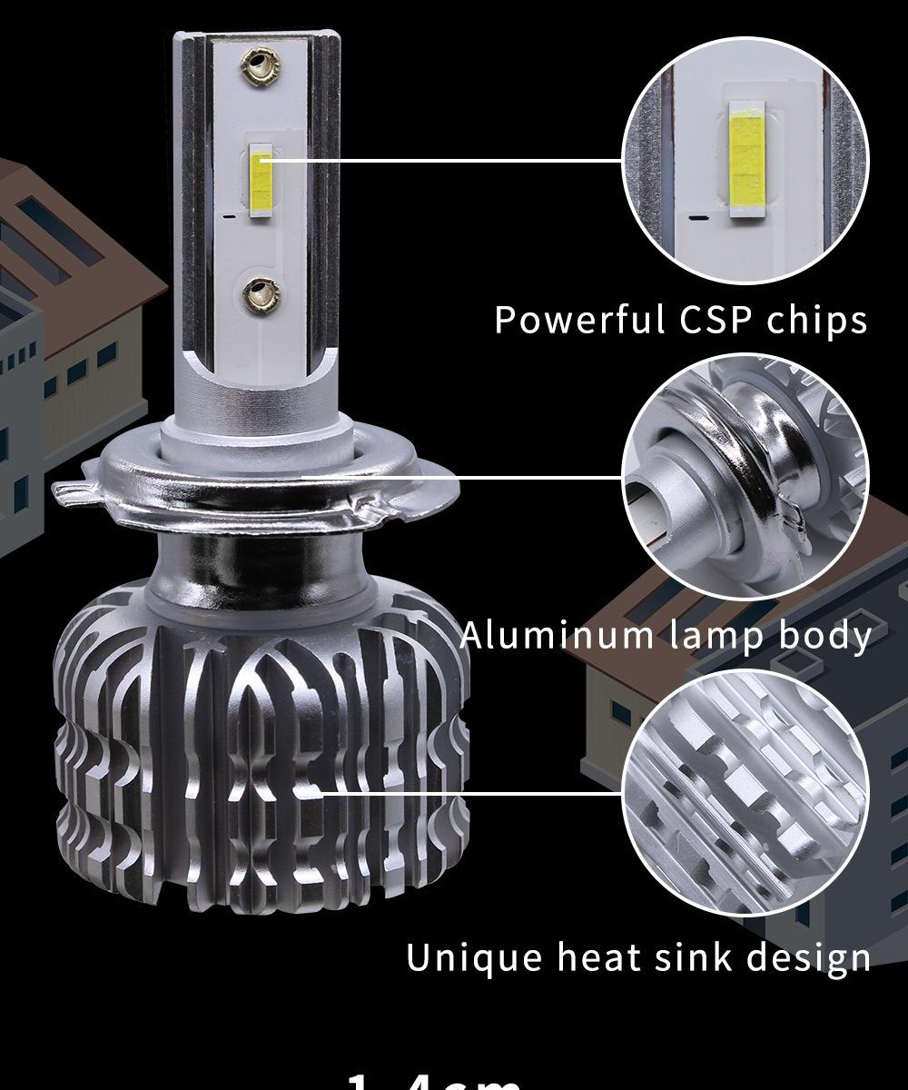 Fanless Physical Cooling K1 H1 H4 H3 H7 H11 Hn3 Hb4 Car LED Headlight