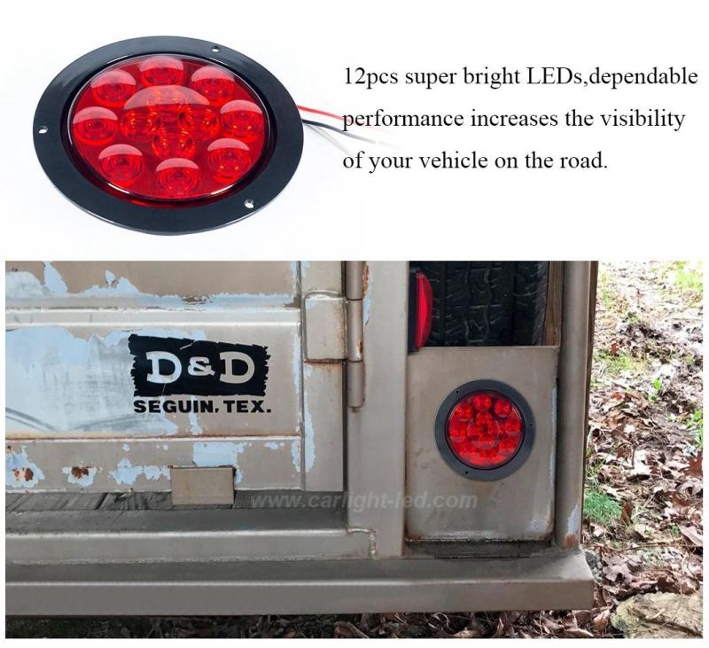 Waterproof 4" LED Brake Stop Turn Tail Rear Marker Lamps for Truck Car Auto RV Boat Trailer Ute UTV 12V Grommet Plug Included