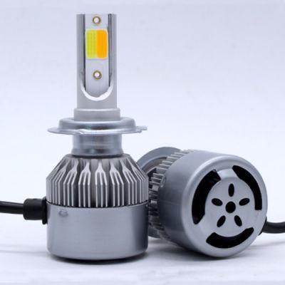 Cross-Border Special for C6 Dual-Color Car LED Headlights, Yellow and White Dual-Light Vehicles Modified Far and Near Headlights H7 H4
