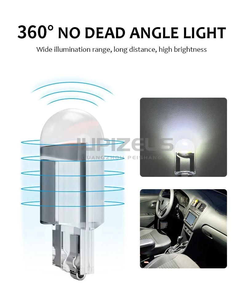 Glass Fully Transparent LED Car Lamp T10 Width COB Car Bulb Fitting LED License Plate Lamp