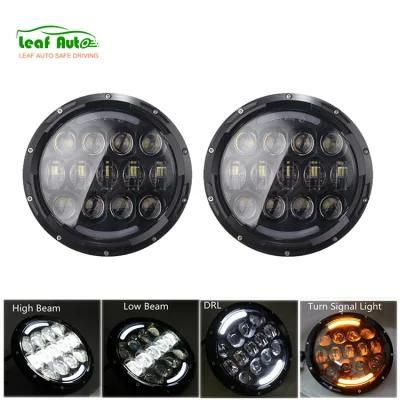 Super Bright White/ Amber Turn Signal DRL 7&quot; Headlamp for Jeep Wrangler Jk Tj Cj Motorcycle105W 7 Inch Round LED Headlight