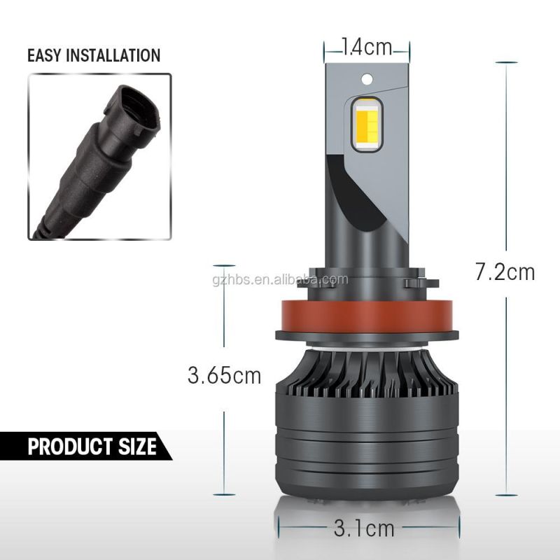 High Power 50W 12V 3000K/4300K/6000K Tricolor High Low Beam Autimotive LED Light Waterproof IP68 LED Headlight for Car