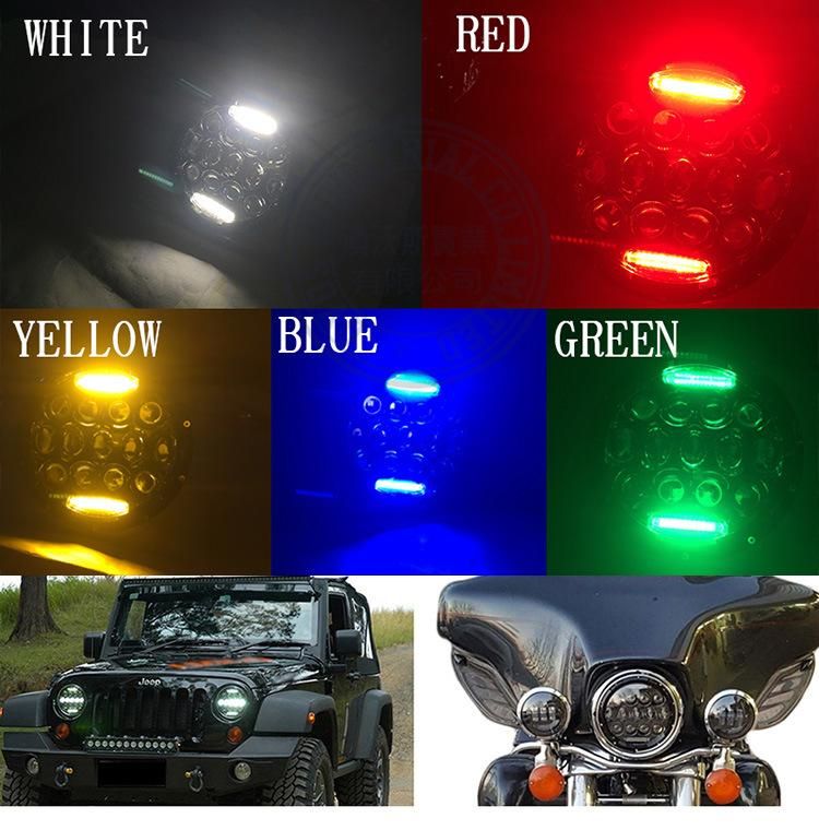 7′′ Round LED Headlights with Halo Angle Eyes DRL for Jeep Wrangler Jk High Low Beam 7 Inch 75W LED Headlight