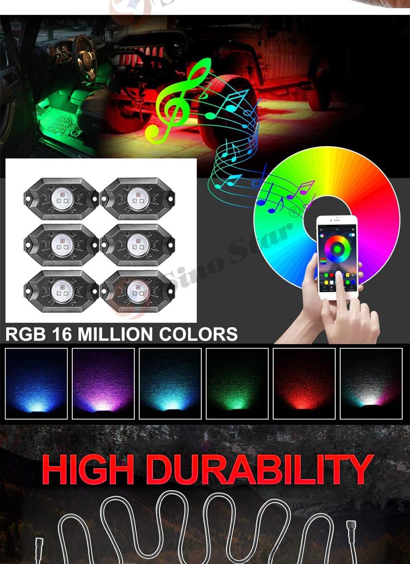 Ss731635 New 6 in 1 Under Body Light RGB Car Atmosphere Lamp Bluetooth Offroad Pickup SUV ATV Truck Rock Lamp