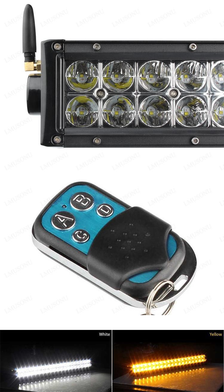 CREE Straight LED Light Bar Remote Control White Yellow Color