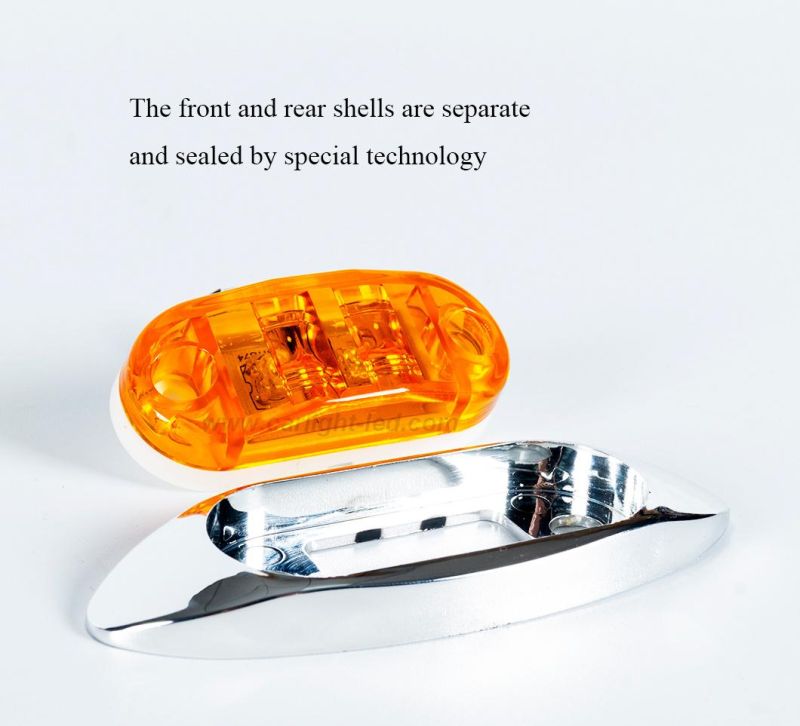 Ultra Slim Amber Surface Mount Side Marker Tail Light with Chrome