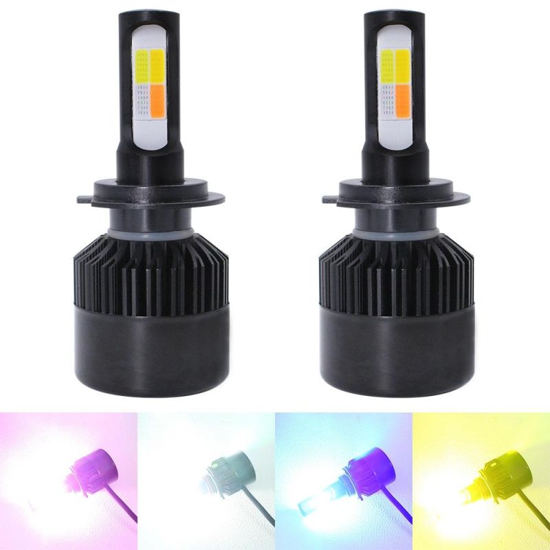 S2 Car LED Headlights 3-Color Strobe H4 H7 H11 Super Bright Three-Color Four-Color Constant Bright Strobe Front Fog Bulb