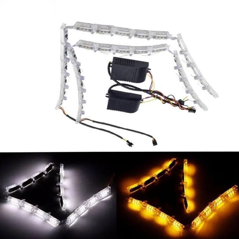 White/ Amber Switchback Flowing LED Flexible Crystal Strip Sequential DRL