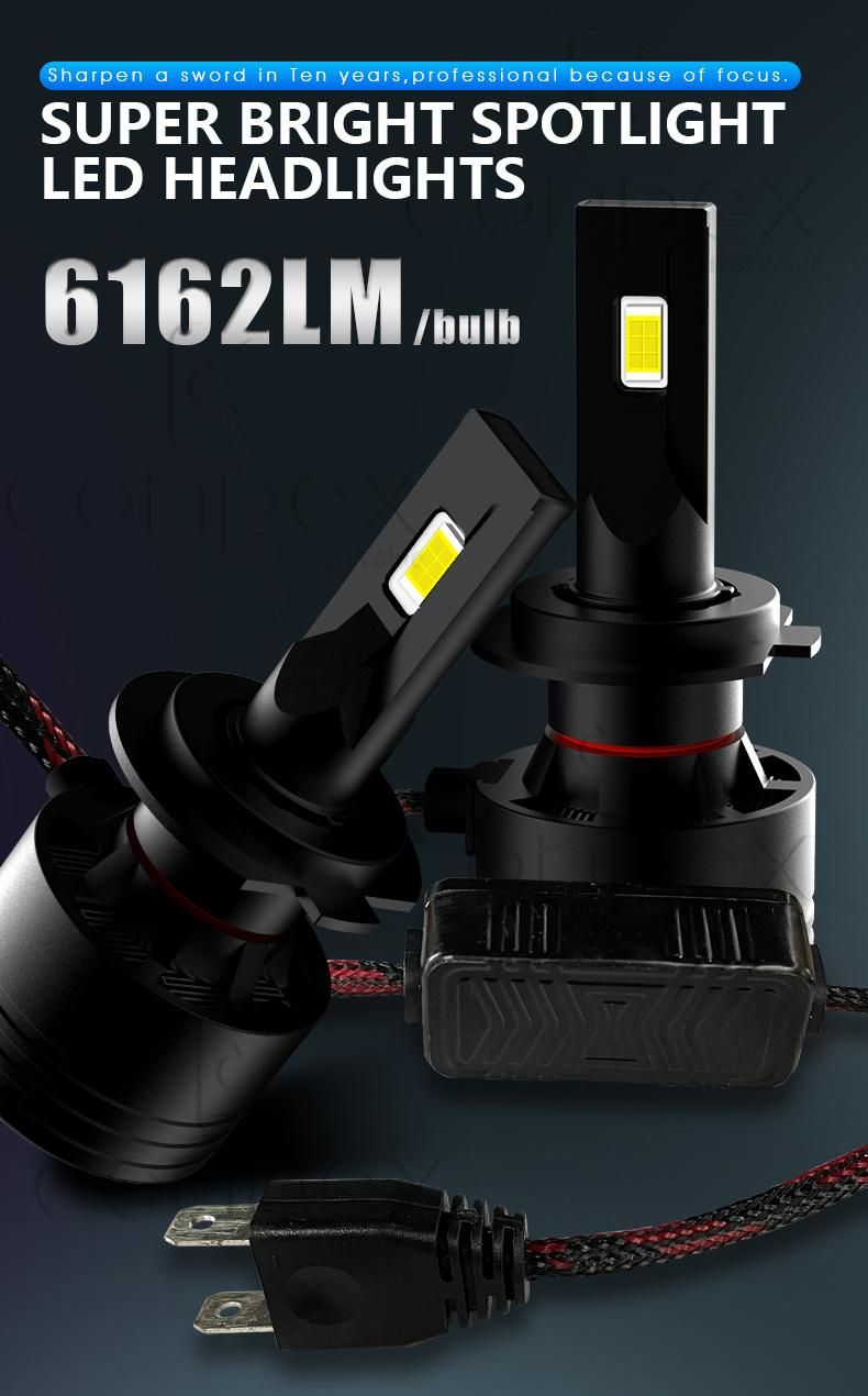 Conpex New Arrival Super Brightness 65W Auto Car H4 9006 9012 6000K White Lighting H7 LED Headlight Bulbs