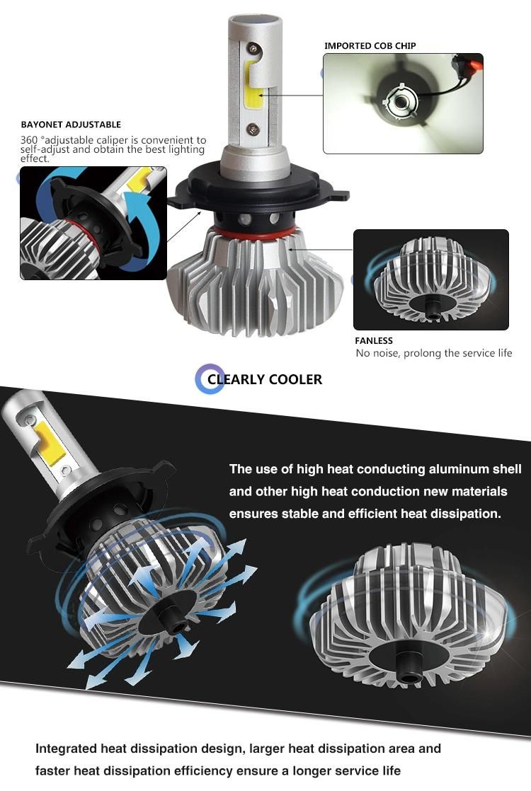 Cheap S2 S1 X3 T8 C6 55W 13000 Lumen Auto Zes Headlights Bulbs Fanless S9 H4 H7 Auto LED Car Light