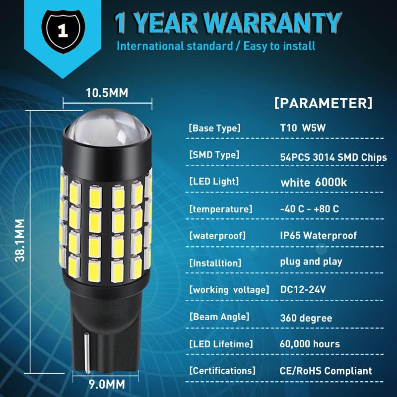 T10 168 194 Canbus Bulb W5w Clearance Parking Lights for Audi A6 C5 C6