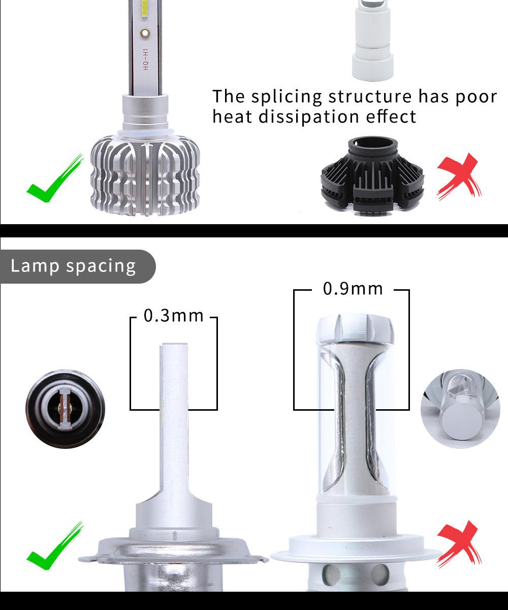 Cross-Border Dedicated for K1 S2 LED Car LED Headlights H4h7 Physical Cooling Headlights Headlights Factory Direct Sales