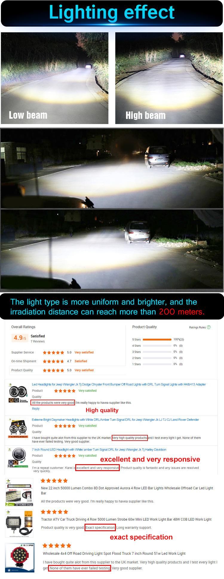 Wholesale Automotive 50W 30W High Low Beam Round Motorcycle LED Headlight 12V 24V Truck Offroad 7 Inch LED Headlight for Jeep