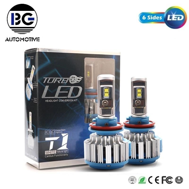 Super Bright T1 8000lm Fan Auto Lights LED Headlight Bulbs 360 Light H7 Car H4 LED Headlight H7
